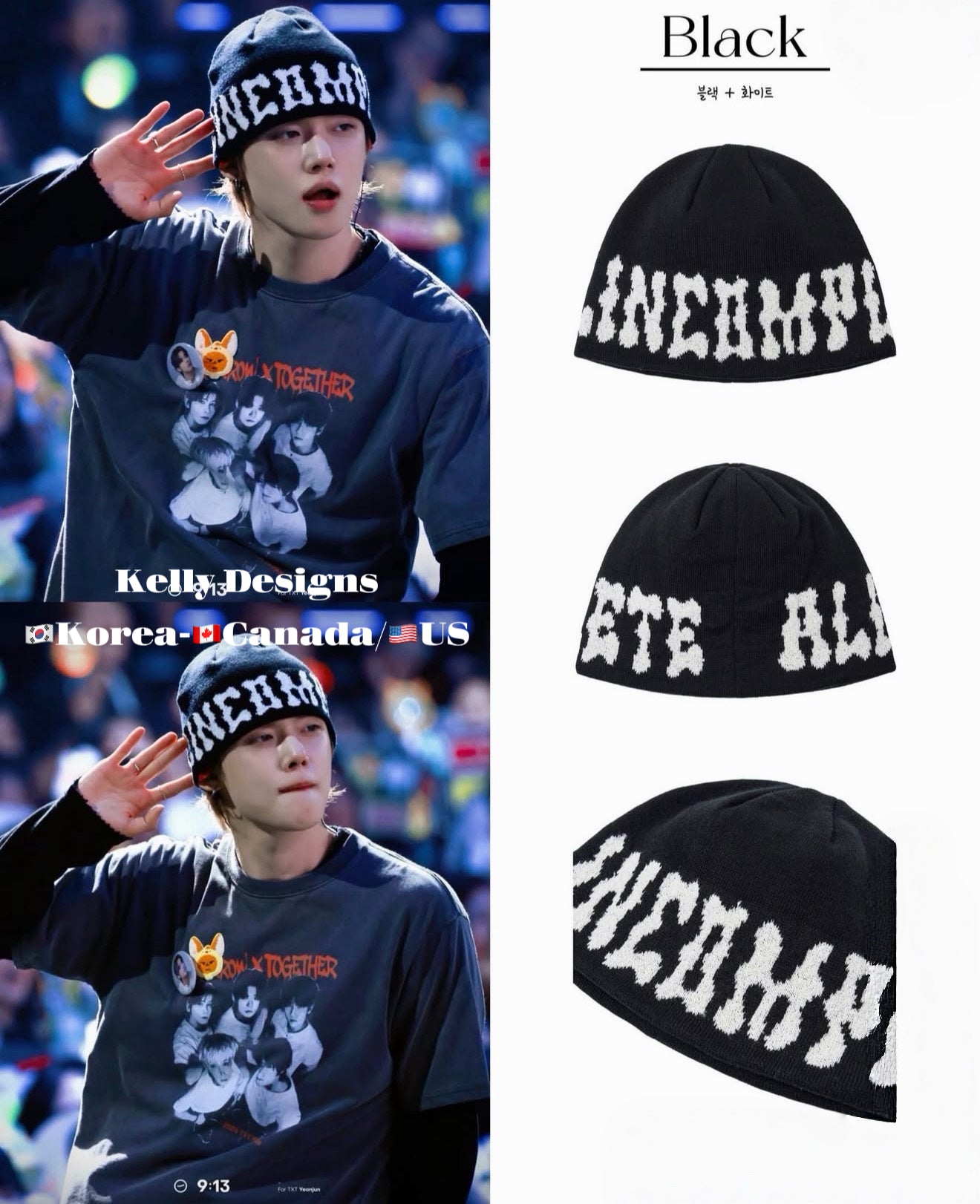 Korean BTS V Inspired Logo Jacquard Knit Beanie (Preorder)