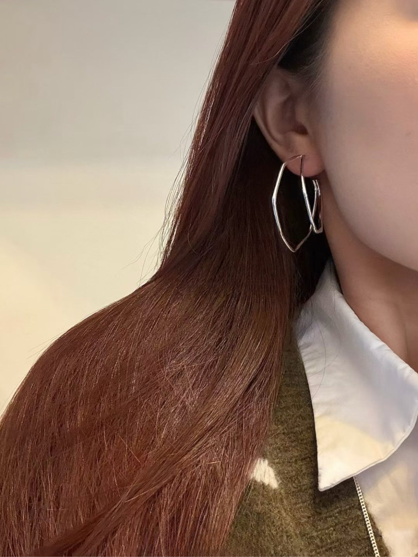 Kelly Designs 925 Silver Wavy Geometric Hoop Earrings (Instock)