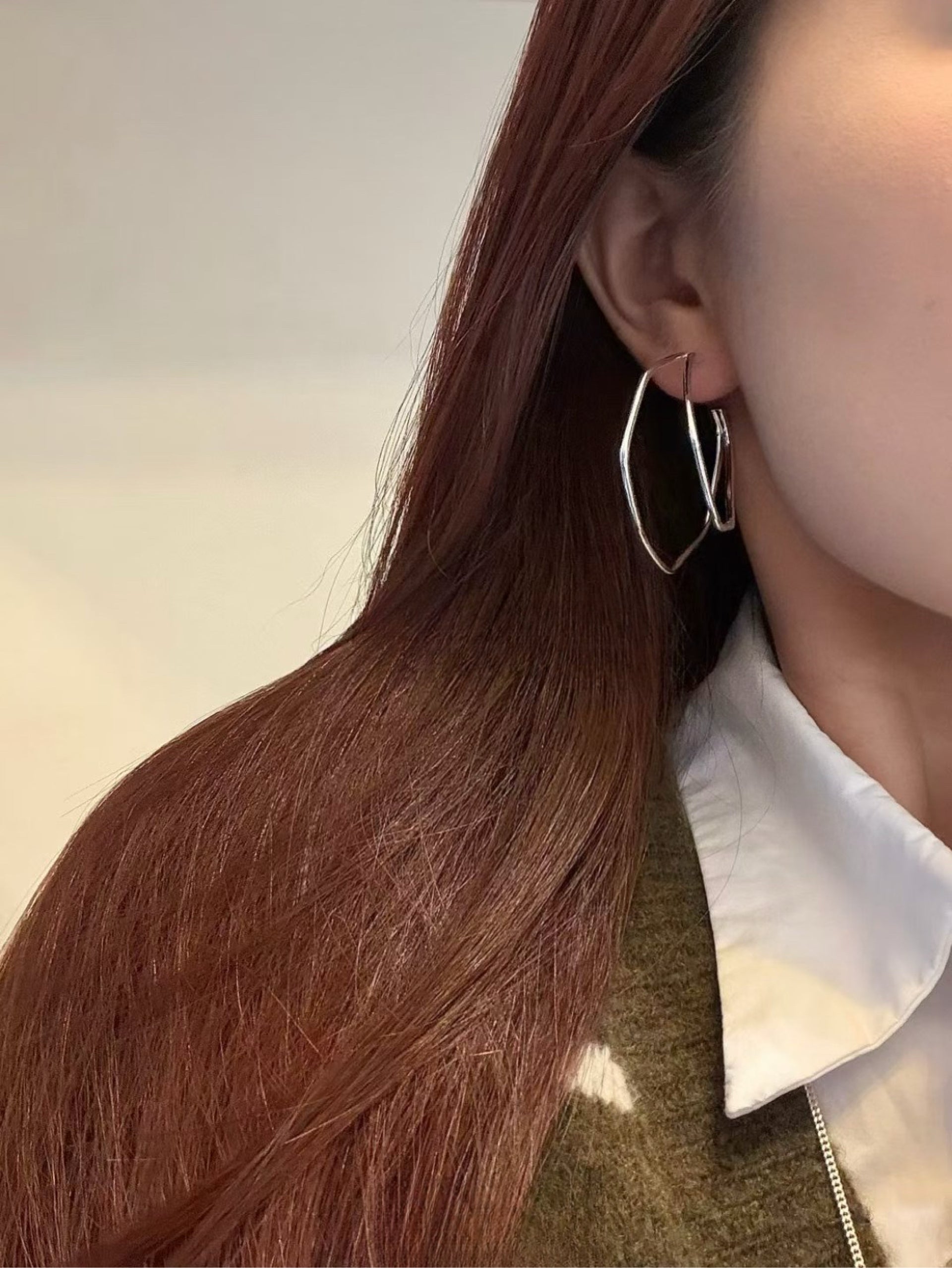 Kelly Designs 925 Silver Wavy Geometric Hoop Earrings (Instock)