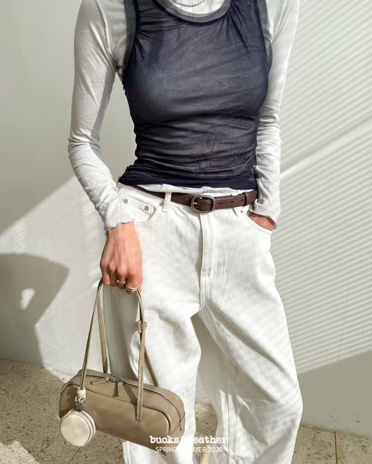 Korean APM Collection BUCKS&LEATHER Khaki Leather Bag (Instock)