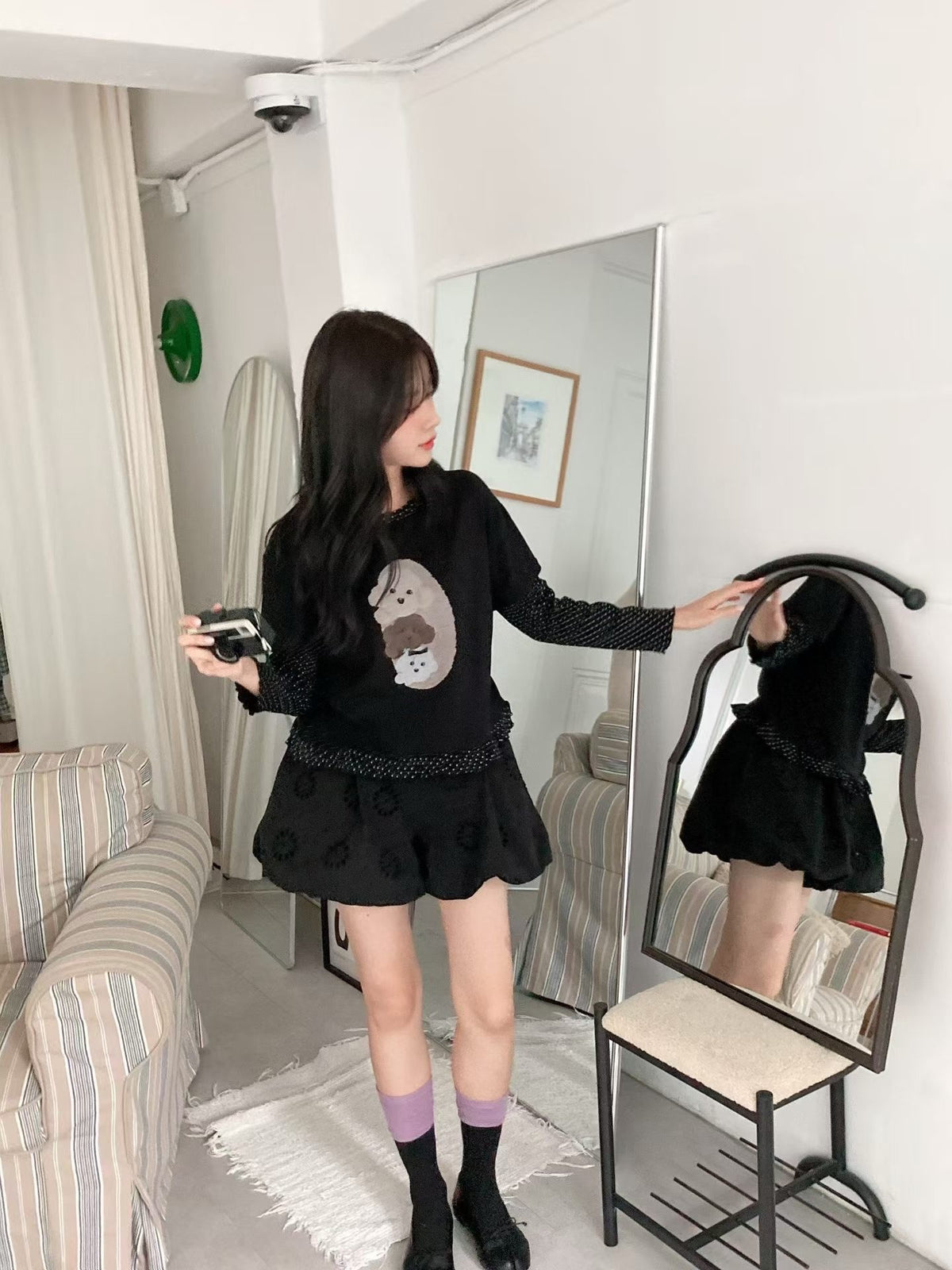 Korean APM Collection Puppy Layered Long Sleeve Top - 2 Colors (Instock)