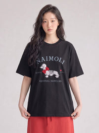 Korean APM Collection Hand Made Puppy Black Tshirt (Instock)