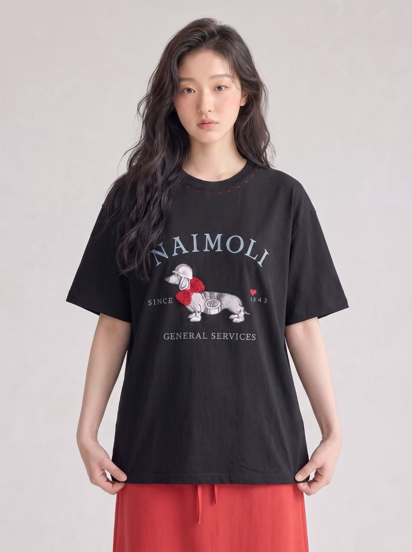 Korean APM Collection Hand Made Puppy Black Tshirt (Instock)