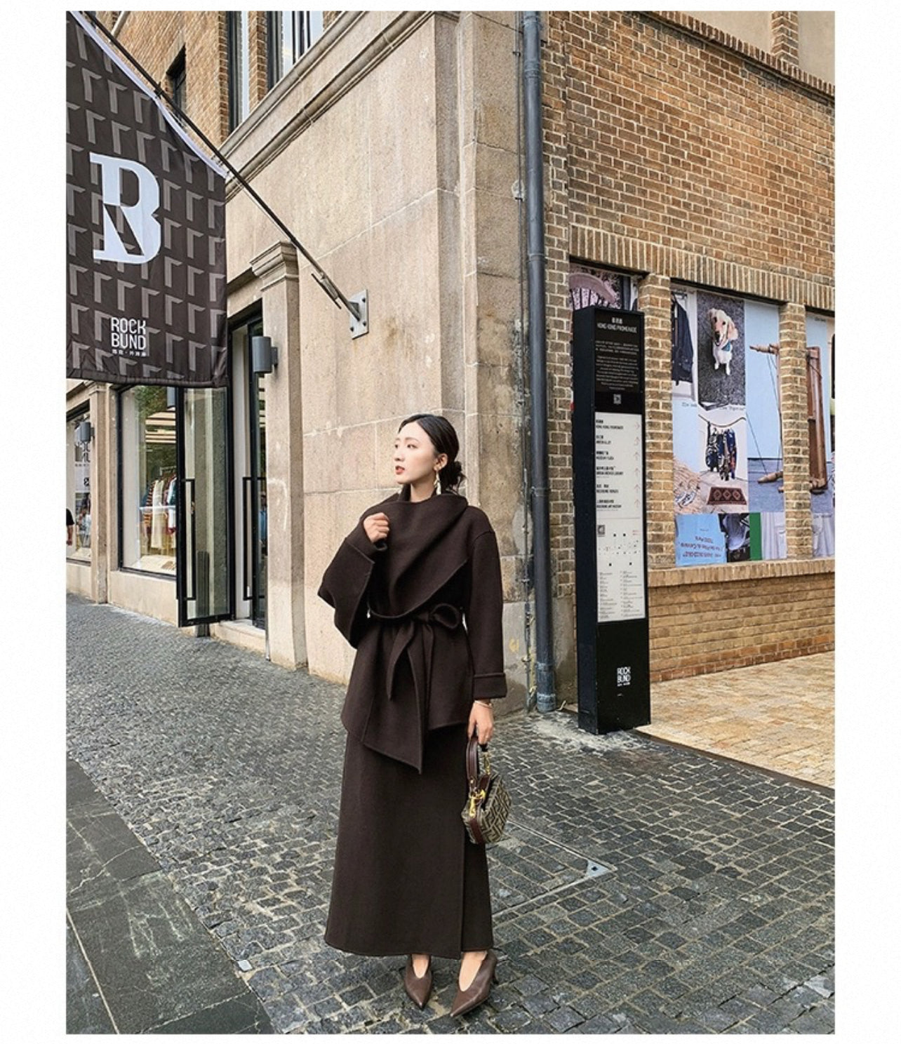 Kelly Designs Wool Brown Scarf Coat (Instock)