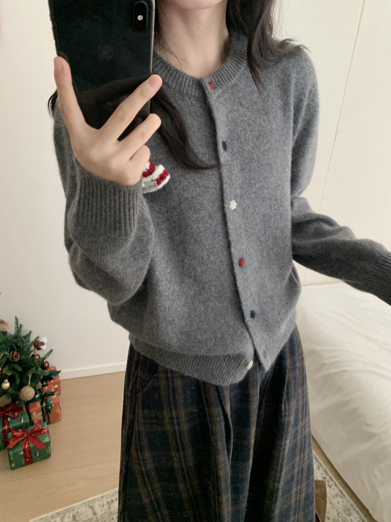 Kelly Designs Holiday Snow Hat Wool Cardigan – Limited Christmas Edition (Instock)