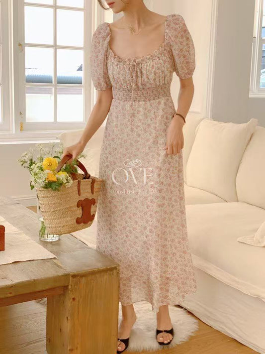 Korean APM Collection Beige Flower Dress (Instock)