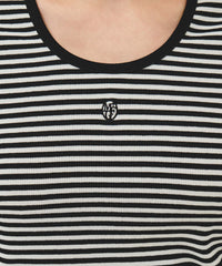 Marithe W T-SHIRT RINGER COL V PROFOND noir (En stock)