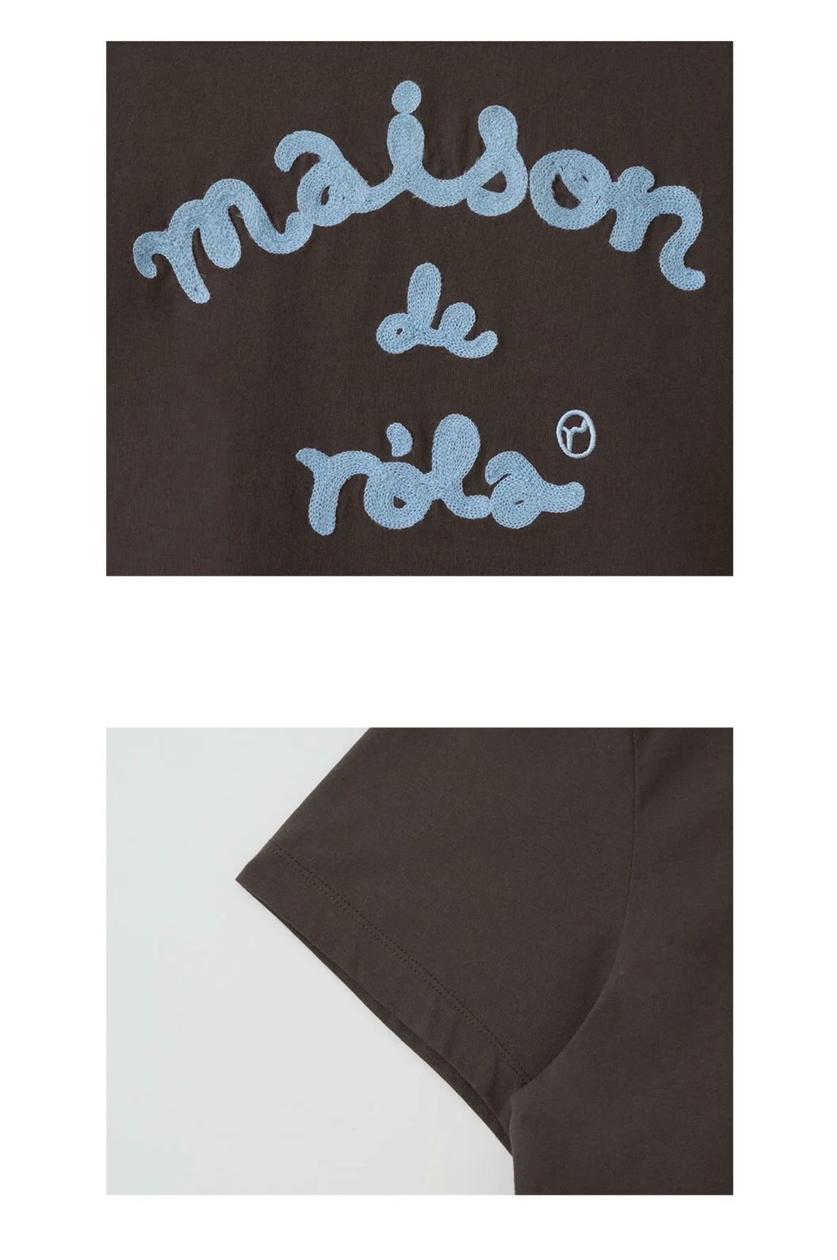 Rolarola MAISON DE ROLA EMBROIDERY PIGMENT LOOSE FIT T-SHIRT BROWN（Instock）