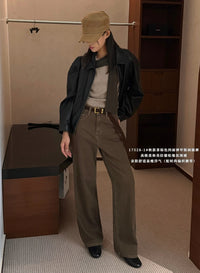 Kelly Designs Mocha Brown Washed Stretch Wide-Leg Jeans (Instock)