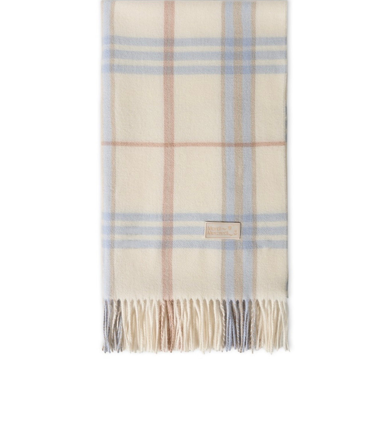 Mardi Mercredi Wool Check Muffler Scarf – Ivory/Contain Mardi Gift Box (Instock)