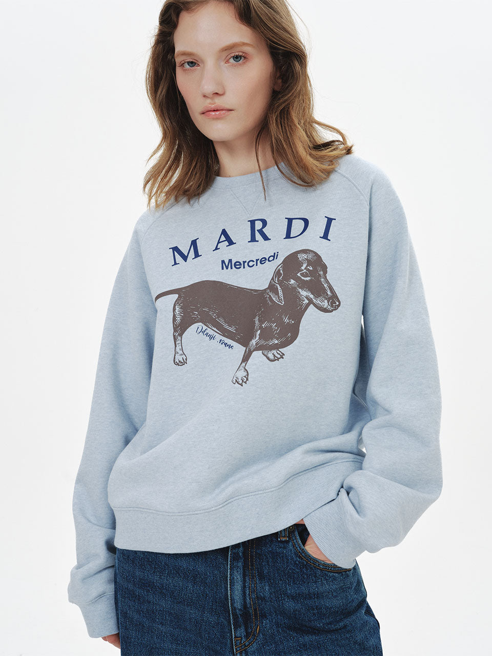 Mardi Mercredi Raglan Ddanji Sweatshirt – Blue Navy (Preorder)