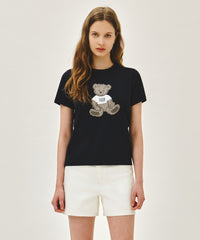 Marithe W DOODLE BEAR TEE Navy (Instock)
