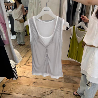 Korean APM Collection Fake 2Pcs Tank Top - 3 Colors (Instock)