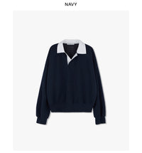 Korean Collection Serene Collar Sweatshirt – Navy (Instock)