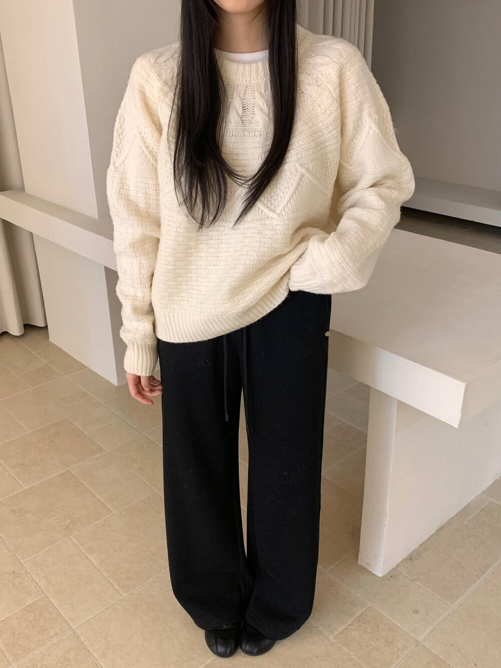 Kelly Designs Silk-Cashmere Fleece-Lined Straight Pants (Instock)