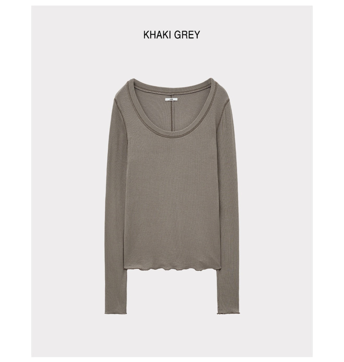 Korean Soft U-Neck Contrast Stitch Long Sleeve Top – 7 Colors (Instock)