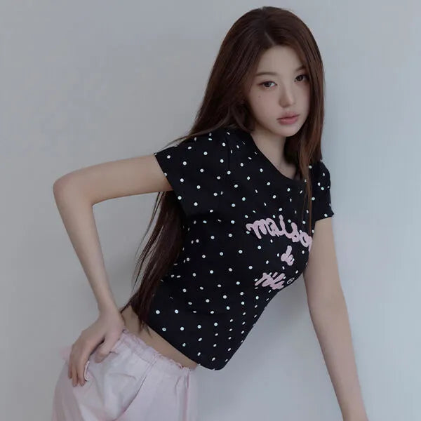 ROLAROLA MAISON DE ROLA EMBROIDERY DOT T-SHIRT BLACK (Instock)