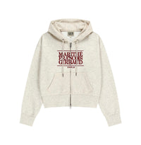 Marithe W Embroidery Classic Logo Crop Hoodie Zipup Oatmeal(Instock)
