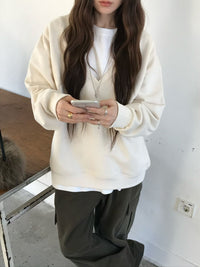 Korean APM Collection Relaxed Deep V-Neck Sweatshirt (Instock)