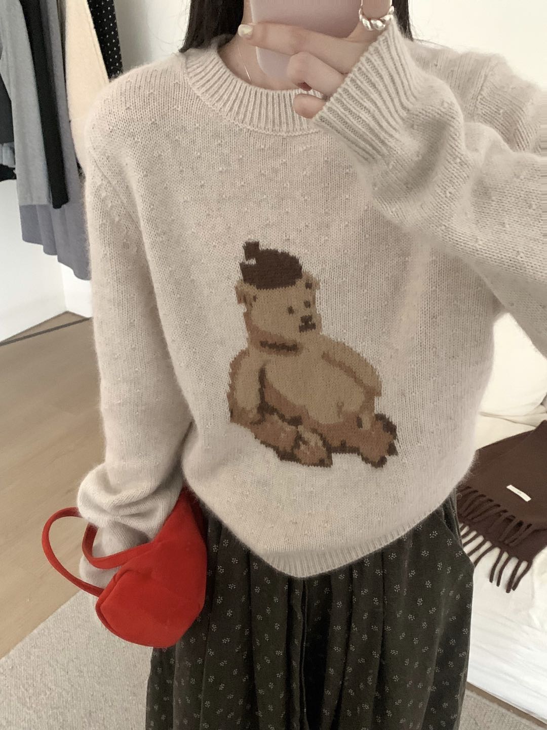 Kelly Designs Full Wool Teddy Bear Knit Sweater (3 Colors)- (Instock)