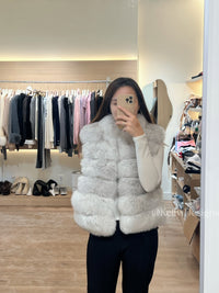 Kelly Designs Fox Fur Grey White Vest (Instock)