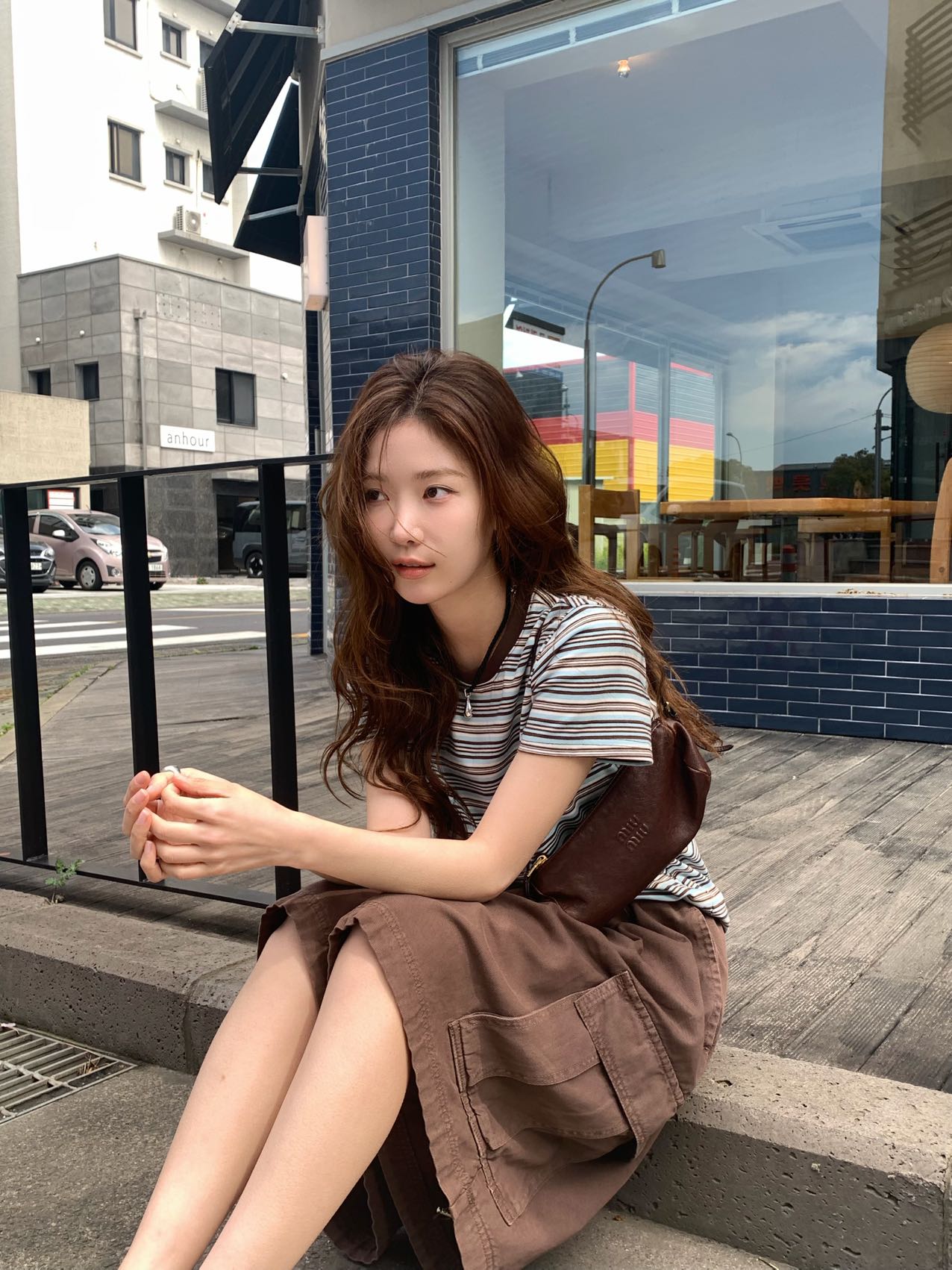 Kelly Designs Stripe Tshirt & Brownpants（Instock)