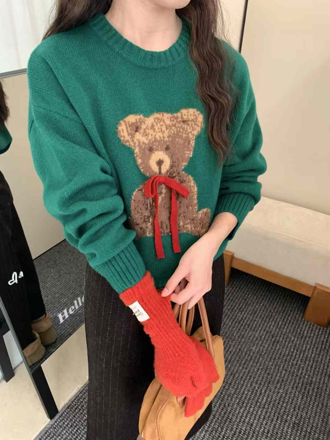 Kelly Designs Bear Green Wool Sweatshirt (Instock)