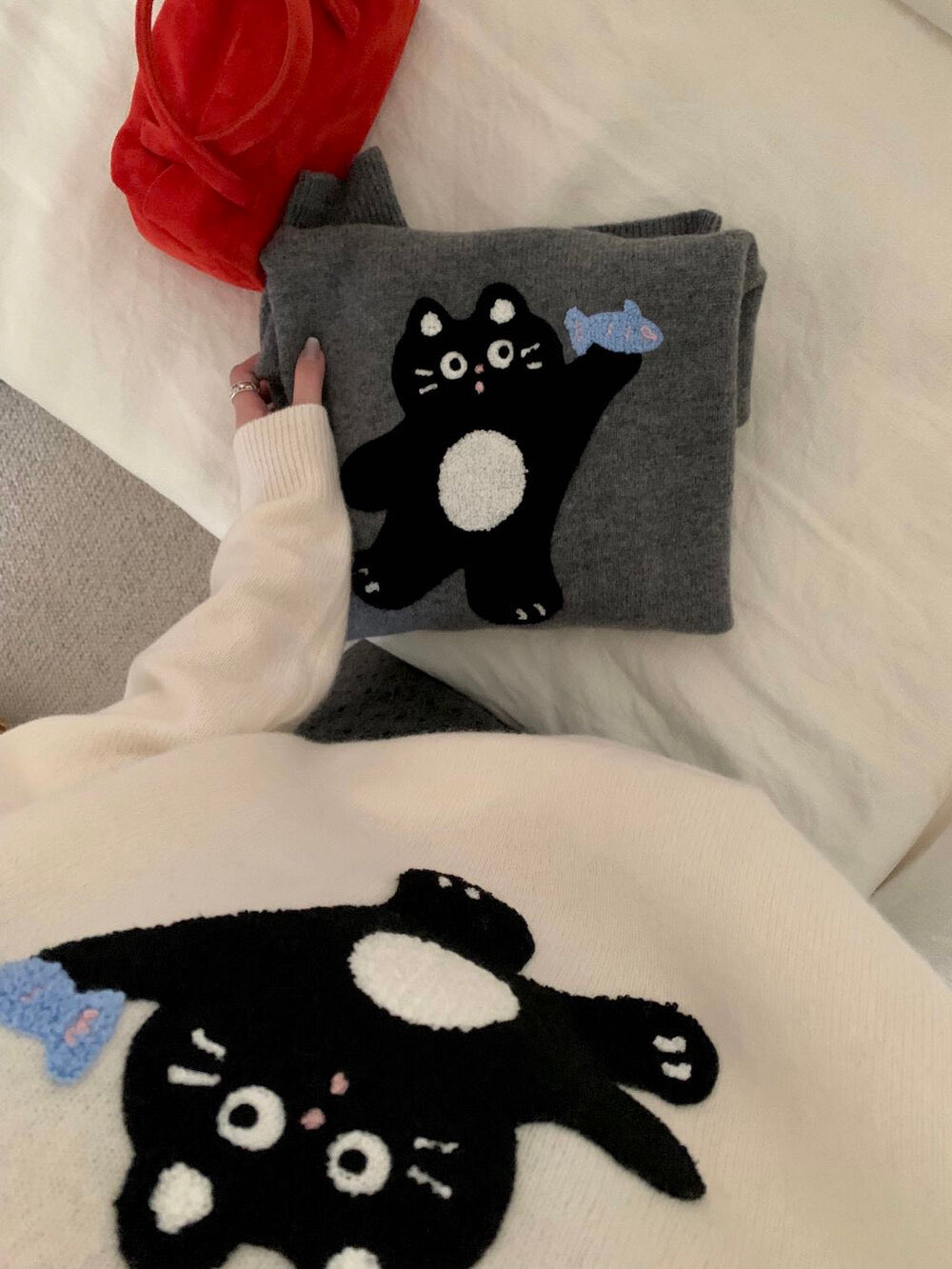 Kelly Designs 100% Wool Cat Knit Sweater (2 Colors) - (Instock)