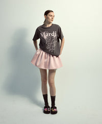 Mardi Mercredi TSHIRT TRIPLE FLOWER_CHARCOAL PALEPINK (Preorder）