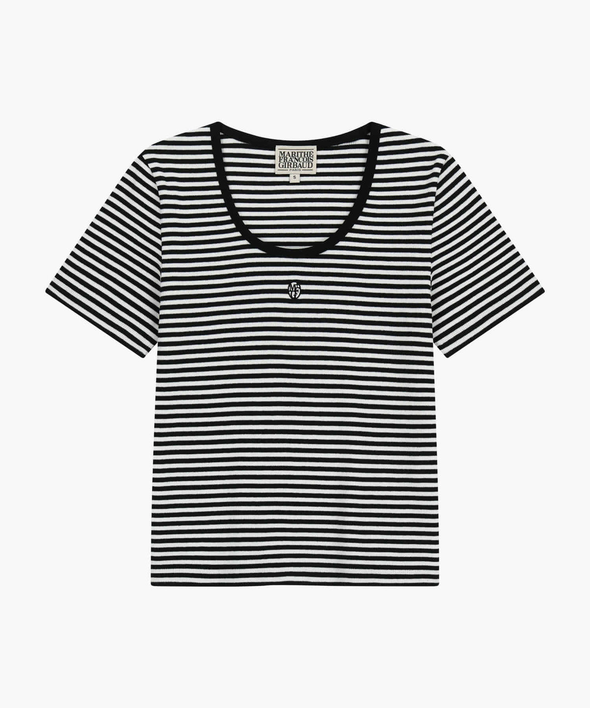 Marithe W T-SHIRT RINGER COL V PROFOND noir (En stock)