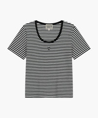 Marithe W T-SHIRT RINGER COL V PROFOND noir (En stock)