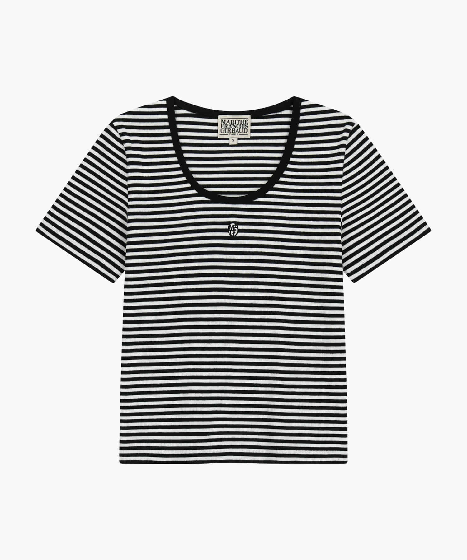 Marithe W T-SHIRT RINGER COL V PROFOND noir (En stock)
