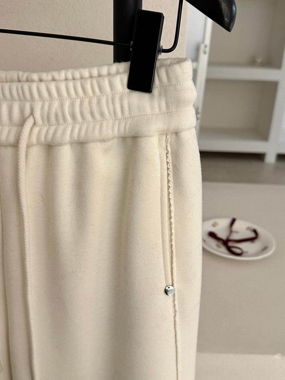 Kelly Designs Silk-Cashmere Fleece-Lined Straight Pants (Instock)