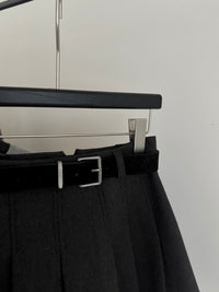 Kelly Designs Thick Pleated Mini Brown Skirt with Belt (Instock)