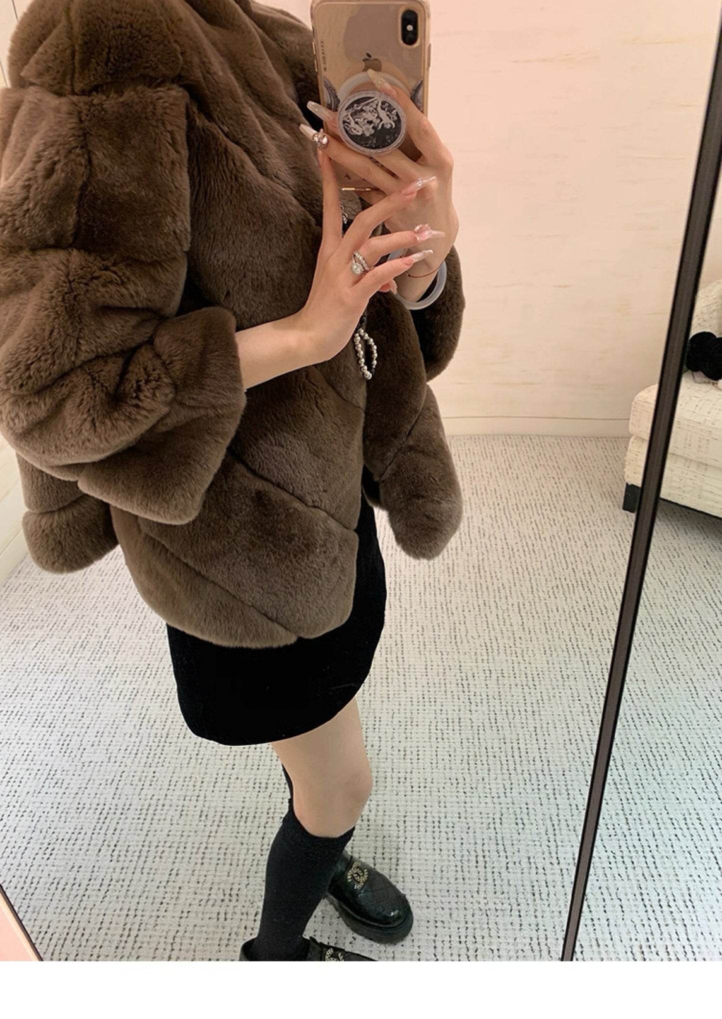 Kelly Designs Imported Rex Rabbit Fur Coat – 4 Colors | Luxury Winter Outerwear (Instock)