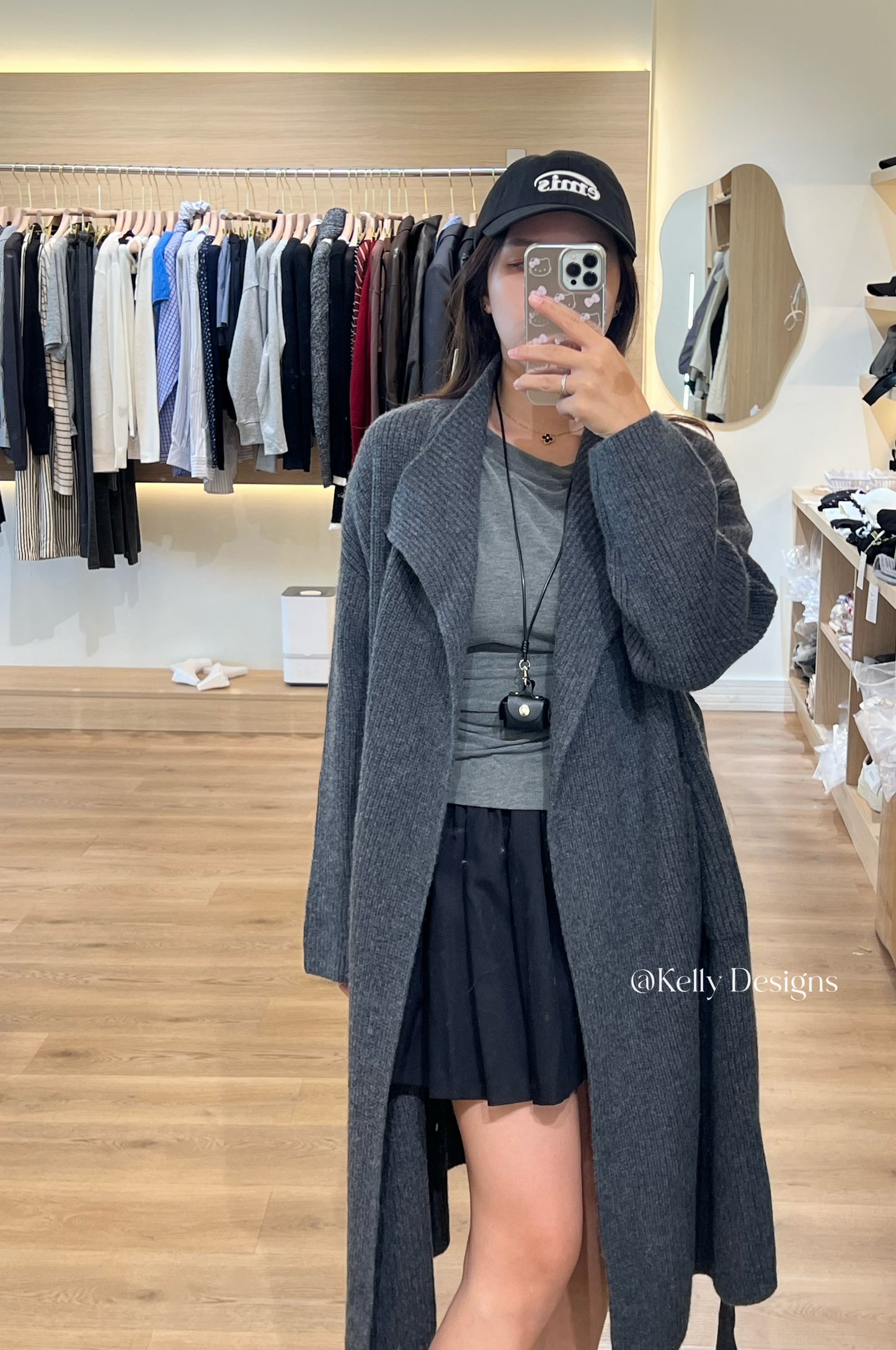 Kelly Designs Wool Long Length Dark Grey Cardigan (Instock)