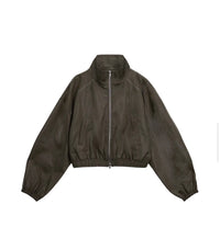 MATIN KIM ROUGH COATING CROP BOMBER IN KHAKI (Instock)