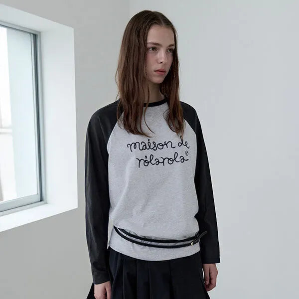 Korean Collection Rolarola Raglan T-Shirt GR+BK (Instock)