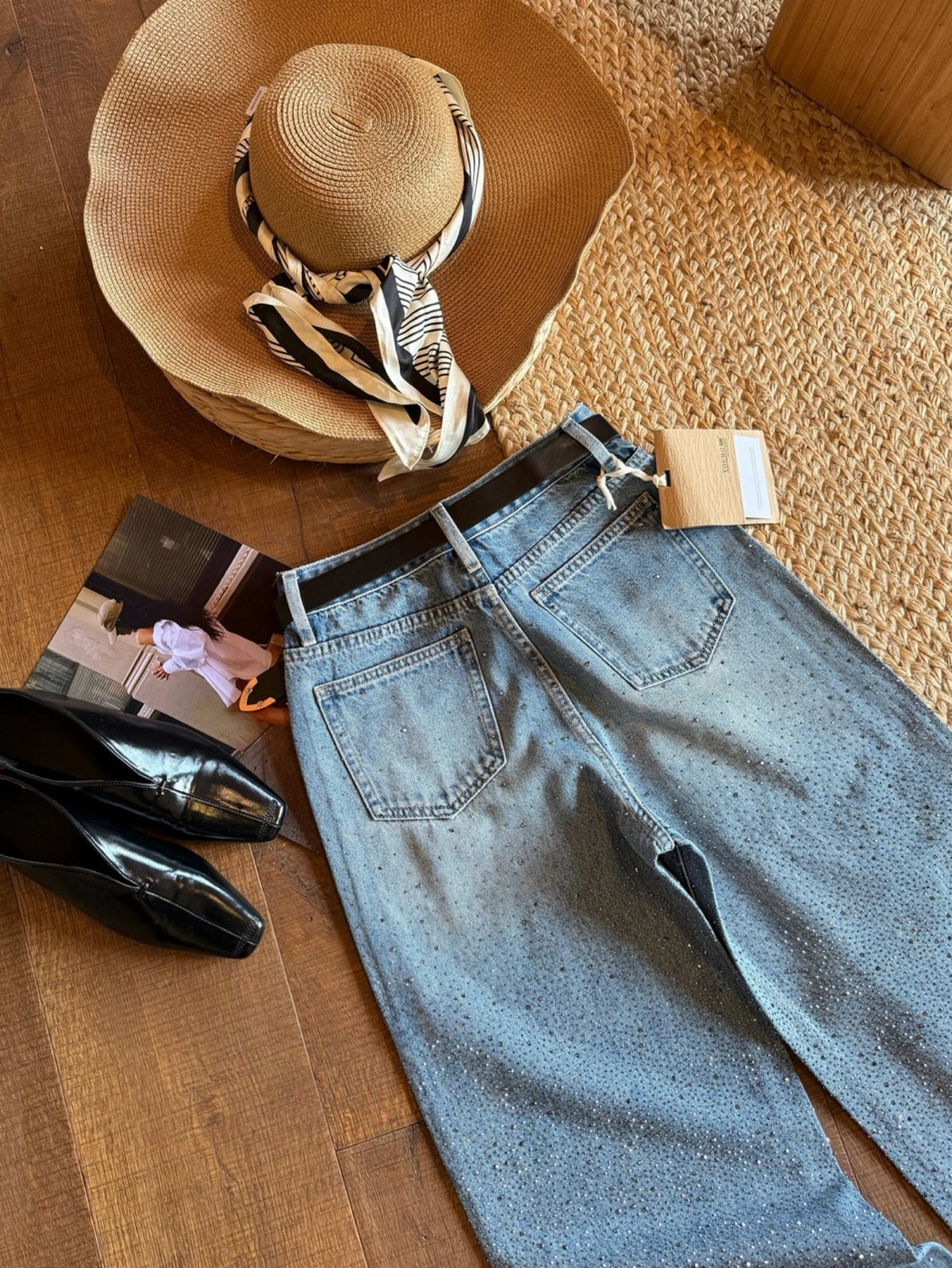 Kelly Designs Rhinestone Wide Leg Jeans (Instock)