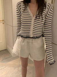 Korean APM Collection White Stripe Cardigan (Instock)