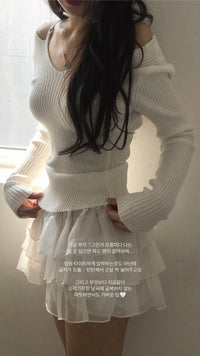 Korean Brand Day Layer Black & White Skirt (Preorder)