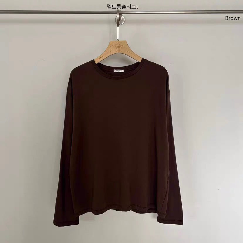 Korean Melt Soft Long Sleeve Tee – Brown (Instock)