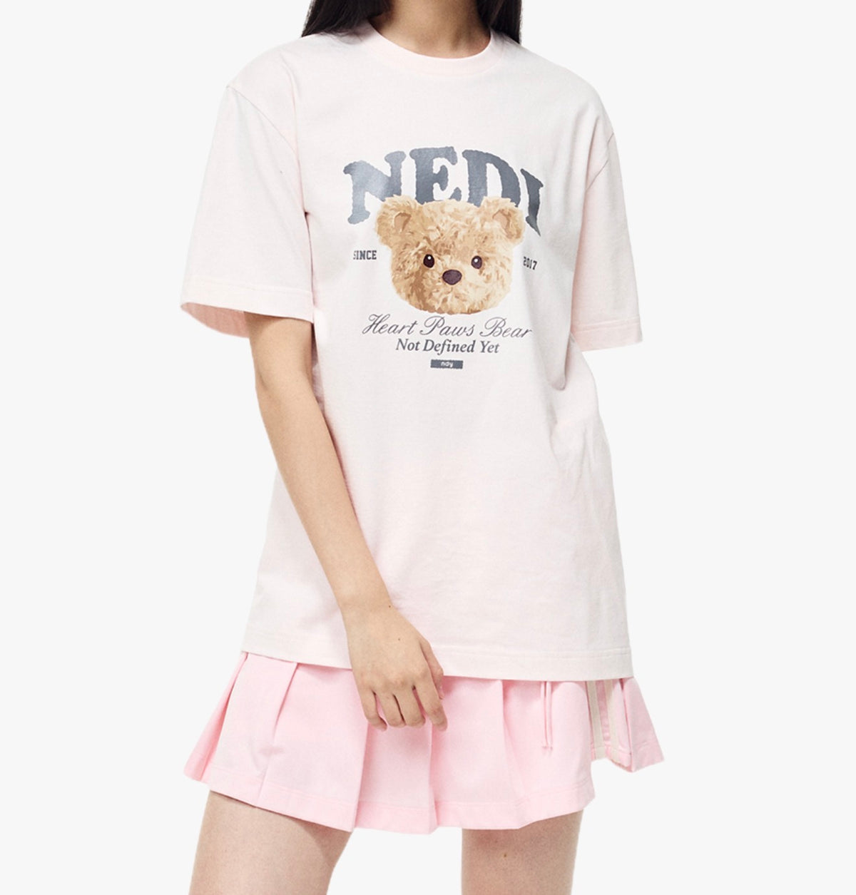 NERDY Face Bear T-Shirt – Light Pink (Instock)