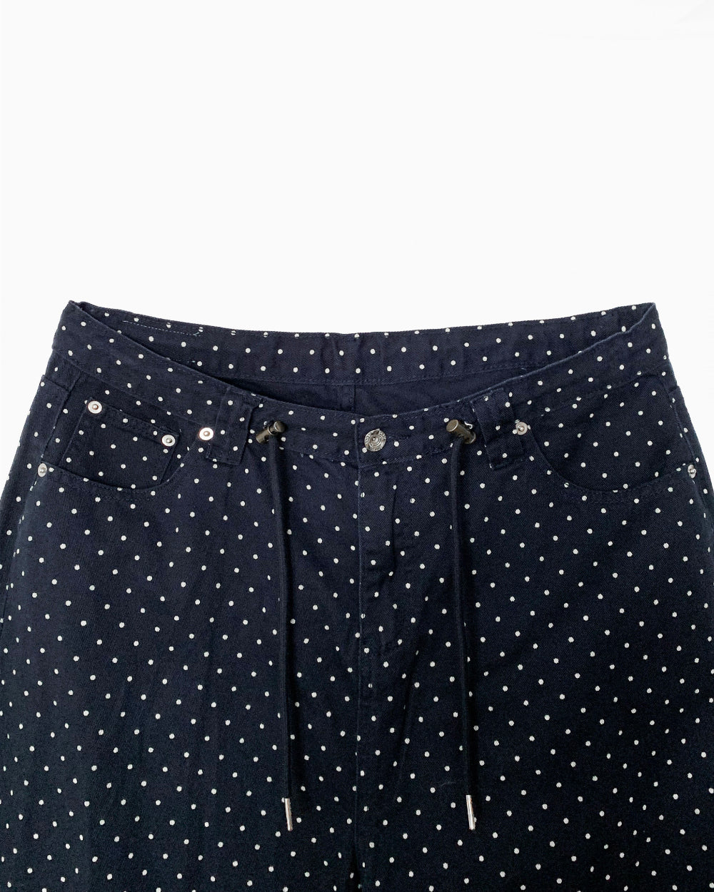 Korean ROBE:L Navy Polka Dot Wide-Leg Pants (Instock)
