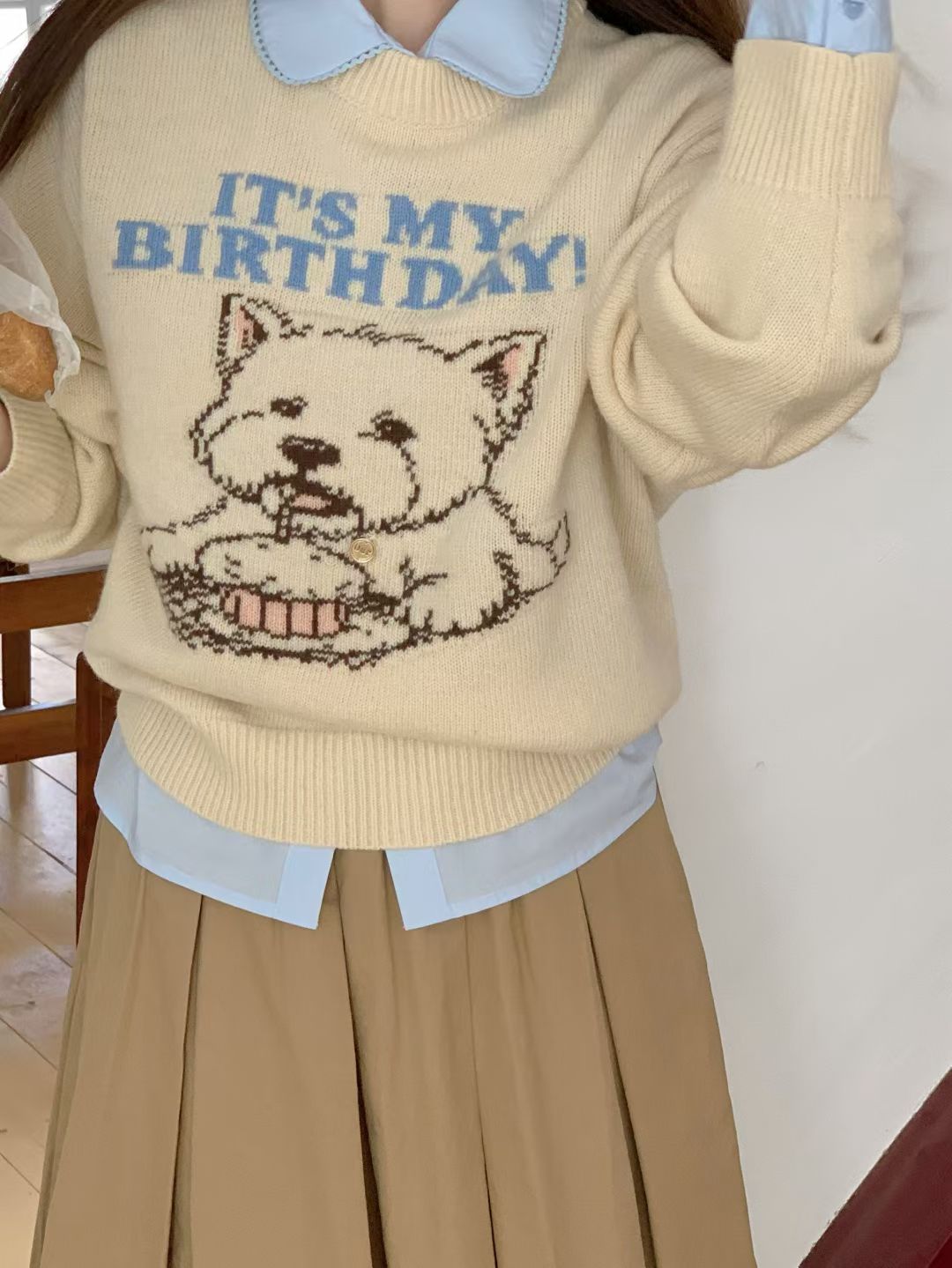 Korean APM Collection Three Colors Puppy Knit Sweater (Instock)