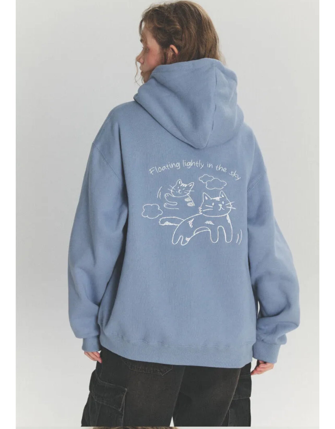 Korean Collection Running Cats Blue Hoodie (Preorder)