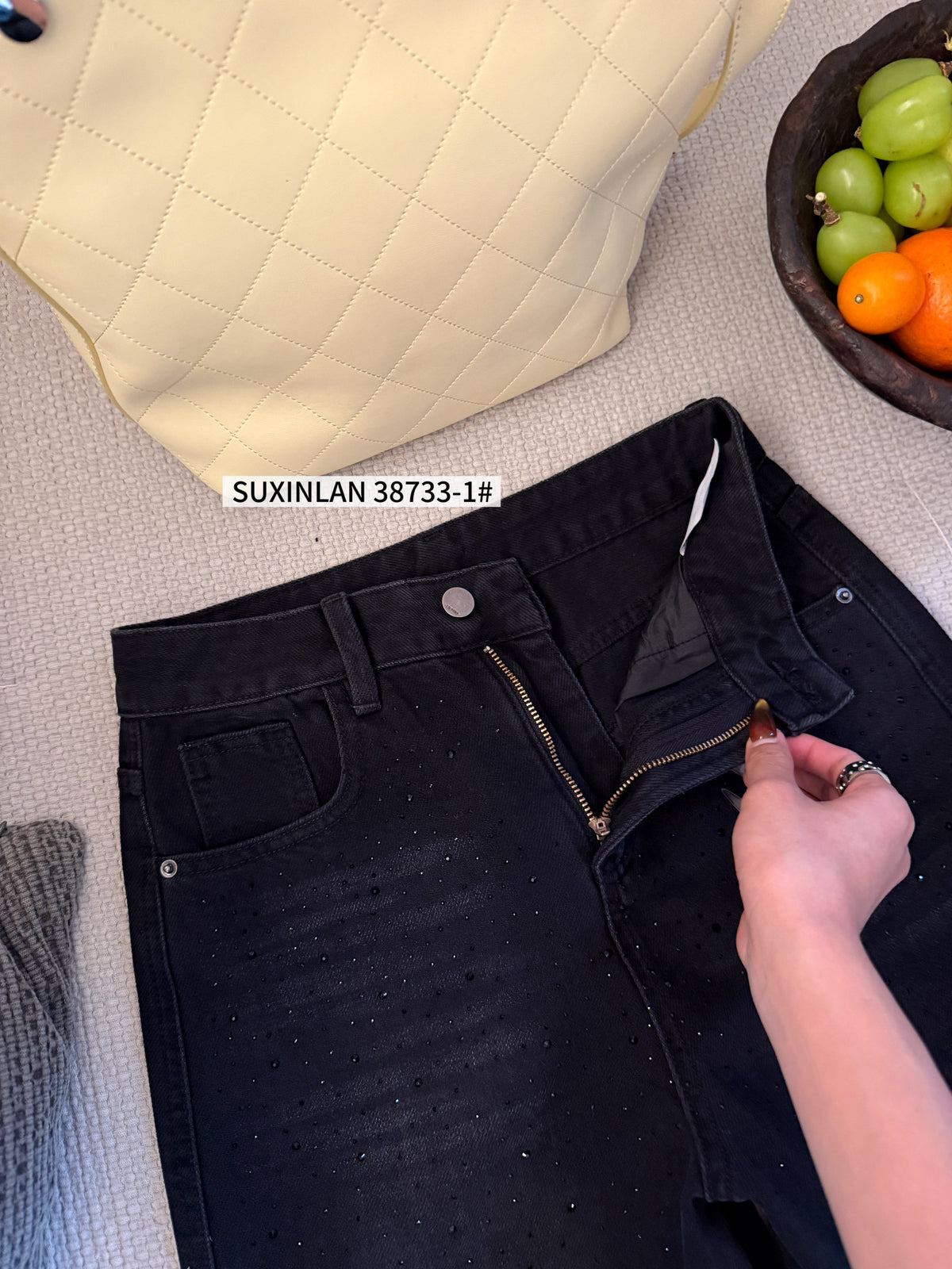 Kelly Designs Shiny Four Season Black Jeans(Instock)