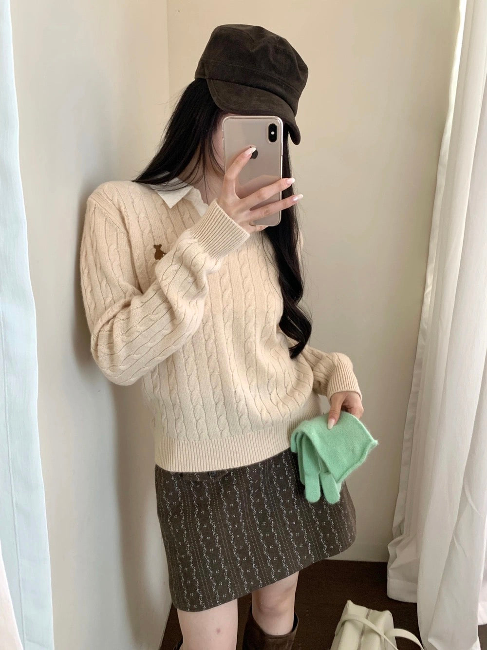 Kelly Designs Teddy Bear Cable Knit 100% Wool Sweater – Cream (Instock)