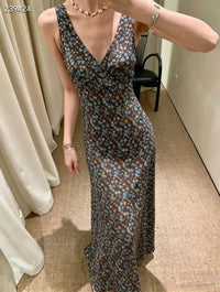 Kelly Designs Silk Floral Maxi Dress – Sleeveless V-Neck Bias Cut Dress (Instock)