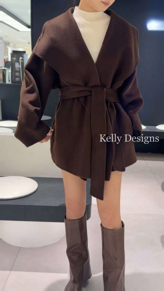 Kelly Designs Brown Sheep Wool Coat (Instock)